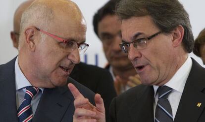 Duran y Mas durante la comparecencia del segundo la pasada noche electoral.