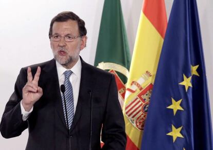 El president del Govern espanyol, Mariano Rajoy, durant la roda de premsa conjunta amb el ministre portuguès, Pedro Passos Coelho.