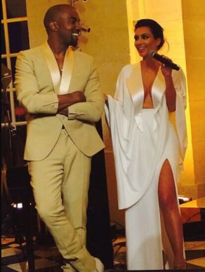 Kim Kardashian y Kanye West, en su cena de ensayo en el Palacio de Versalles.