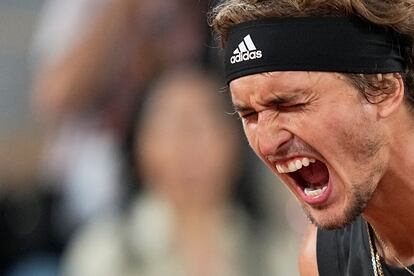 El tenista alemán Alexander Zverev, en un lance del enfrentamiento con el mallorquín.