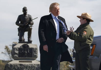 Donald Trump, no Parque Nacional Militar de Gettysburg, depois de apresentar seu plano de governo.