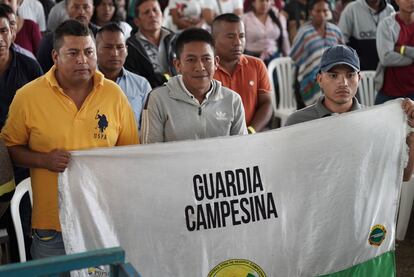 Members of the peasant guard community organization at the event held Tuesday in El Tambo.