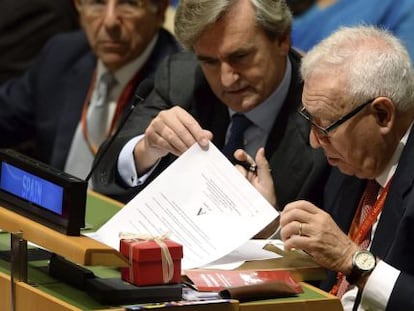 Foreign Minister José Manuel García-Margallo during the UN vote.