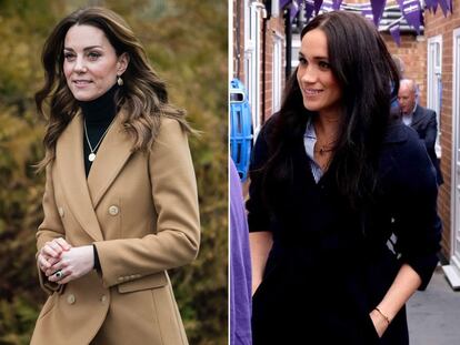 Kate Middleton y Meghan Markle con abrigo de Massimo Dutti.