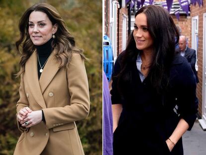 Kate Middleton y Meghan Markle con abrigo de Massimo Dutti.