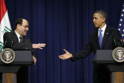 El presidente de Estados Unidos, Barack Obama, y el primer ministro iraquí, Nuri al Maliki, ayer en la Casa Blanca.