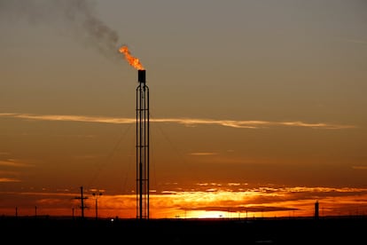 A natural gas well, in Loving County, Texas