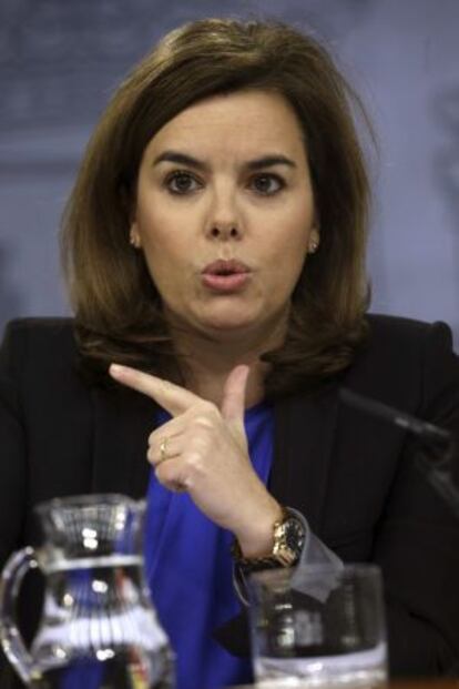 La vicepresidenta tras el Consejo de Ministros.