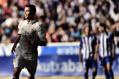 Cristiano Ronaldo tras marcar su segundo gol contra el Deportivo Alavés.