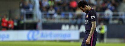 Neymar, tras ser expulsado el sábado en la Rosaleda.