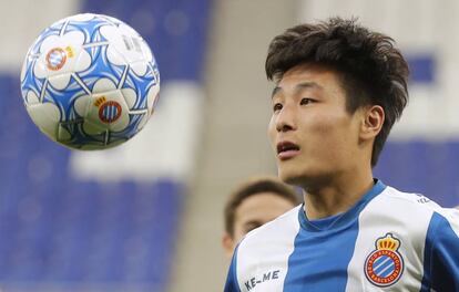 Wu Le, en su presentación con el Espanyol.