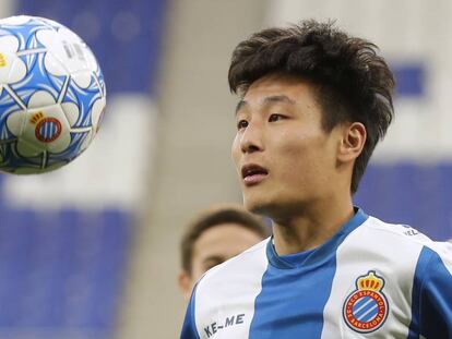 Wu Le, en su presentación con el Espanyol.