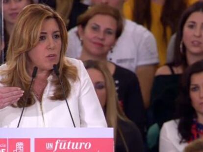 Susana D&iacute;az, en la apertura de la campa&ntilde;a durante un mitin en M&aacute;laga.