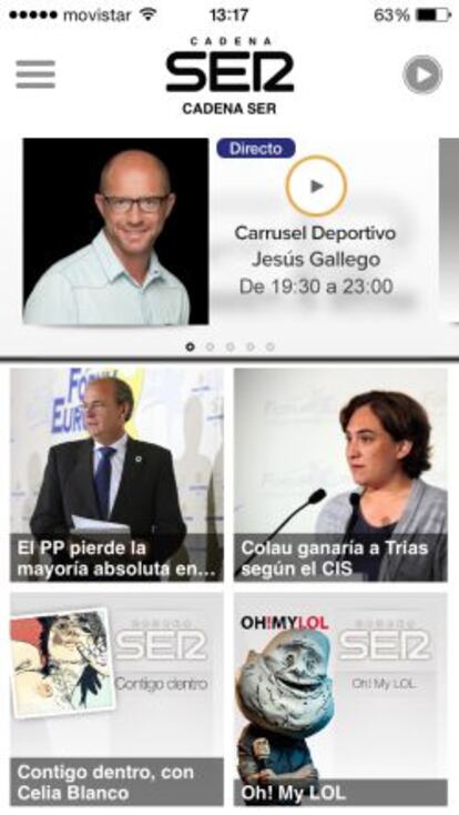 Imagen de la nueva 'app' de Cadena SER.