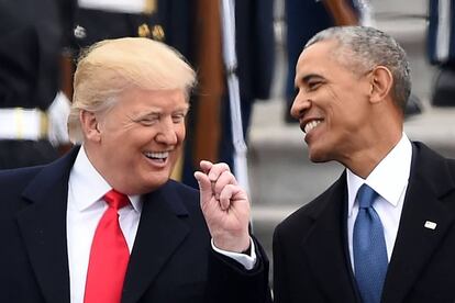 Trump y Obama el d&iacute;a de la toma de posesi&oacute;n del primero.