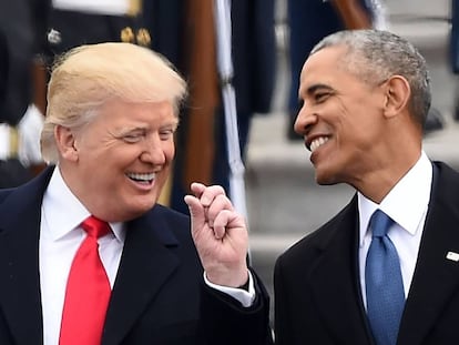 Trump y Obama el d&iacute;a de la toma de posesi&oacute;n del primero.