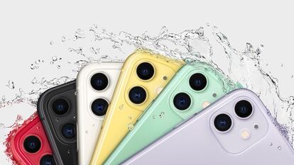 Anuncio de Apple del modelo iPhone 11 y su resistencia al agua.