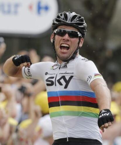 Cavendish celebra la victoria de etapa