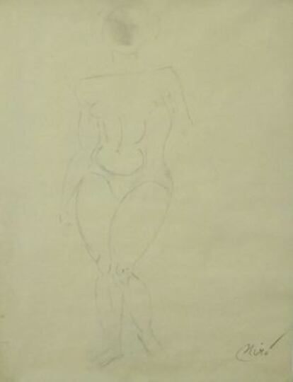 El dibuix de Joan Miró que es pot veure a l'exposició.