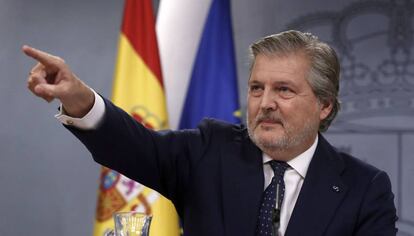 Íñigo Méndez de Vigo en su primera comparecencia ante los medios como portavoz del Gobierno.