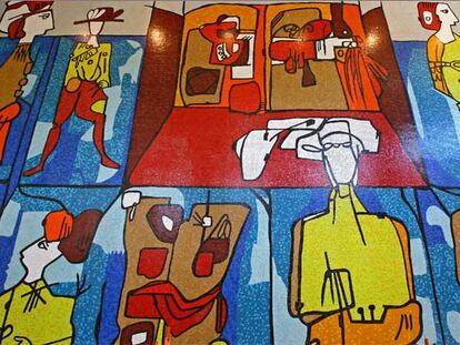 Mural de Cundo Bermúdez expuesto en el centro cultural Adrienne Arsht de Miami.