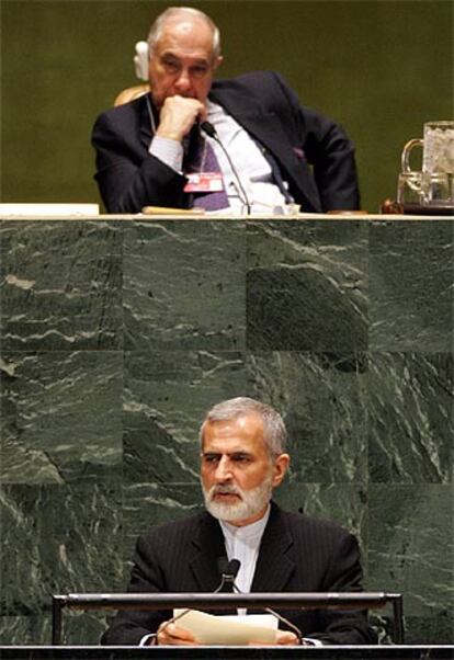El ministro iraní de Exteriores, Kamal Jarrazi, ayer en la ONU.