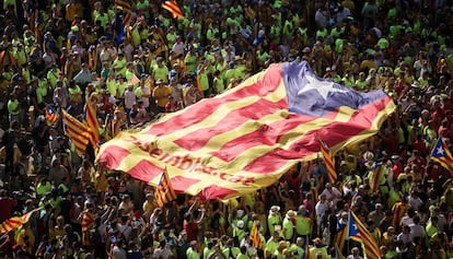 Una gran estelada a la Diada del 2017.