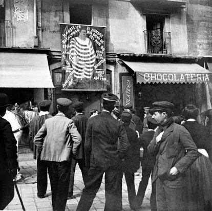 Anuncio en Barcelona en 1904 del hombre más gordo del mundo.