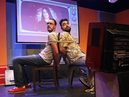 Diego Arjona y Álvaro Velasco durante los ensayos de 'Spoiler'.