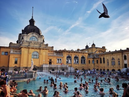 Una de las piscinas de los baños Széchenyi, en Budapest (Hungría).