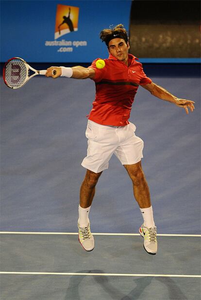Federer, durante el encuentro ante el ruso Kudyasvtsev.