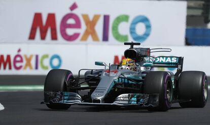 Hamilton, durante la clasificación en el Gran Premio de México.