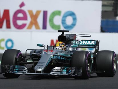 Hamilton, durante la clasificación en el Gran Premio de México.