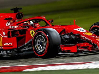 Sebastian Vettel de Ferrari durante el GP de Bahrein 