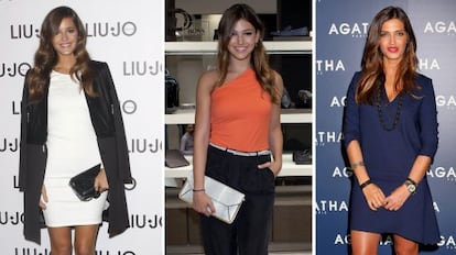 De izquierda a derecha: la modelo Malena Costa, la actriz Ursula Corderó y la periodista Sara Carbonero, con estilismos de Ana Antic.