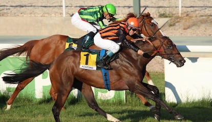 Achtung (front) noses ahead in the Gran Premio de Madrid.