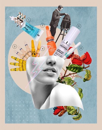 EFECTO 'FLASH' /// 1. Moisture Plus, de Dra. Schrammek. Previene y trata el envejecimiento, la pérdida de hidratación y reduce las arrugas. 42 euros, siete unidades. /// 2. Pure C Essence Vitamina C+, de Germaine de Capuccini. Con alta concentración de vitamina C pura, repara y aporta luminosidad, vitalidad y uniformidad a la tez. 52,30 euros. /// 3. Energy and Glow, de Babor. Contiene un complejo estimulante de vitaminas A, E, provitamina B5 y biotina, así como pigmentos que aportan luz. 26,50 euros, siete unidades. /// 4. Acción Inmediata Doble Efecto Flash, de Germinal. Especialmente indicadas para personas que presentan signos de fatiga acusados. 19,91 euros, cinco unidades. /// 5. Optim-Eyes Refresh, de Filorga. Stick corrector que combina ácido hialurónico, extracto marino y micropolvos iluminadores para un efecto antifatiga. 29,90 euros. /// 6. The Originals Flash, de Martiderm. Con fórmula antifatiga inmediata, disimula arrugas e imperfecciones al instante. 2,70 euros, la unidad.