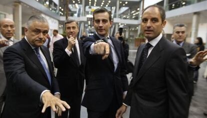 Catalá, Acebes, Costa, Camps y Bárcenas en el congreso nacional del PP celebrado en Feria Valencia en el año 2008.