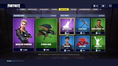 La tienda virtual de objetos para Fortnite.