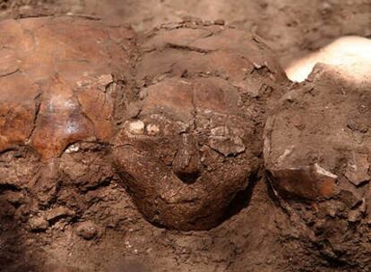 Los tres cráneos esculpidos de la Edad de Piedra descubiertos por arqueólogos israelíes en las excavaciones de Yiftah