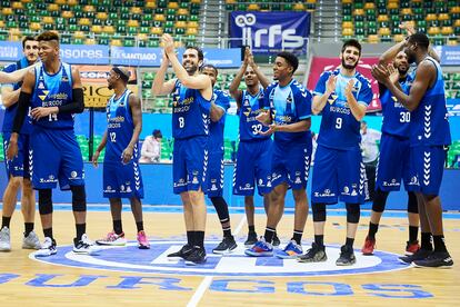 Los jugadores del San Pablo Burgos celebran uno de sus triunfos. acbmedia