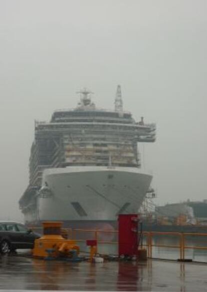 El Seaside, en construcción, en el astillero de Fincantieri.