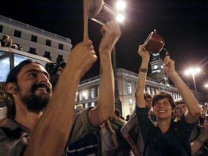 Un momento de la celebración en Madrid del aniversario del 15-M.