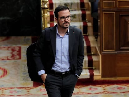 El ministro de Consumo, Alberto Garzón, este jueves en el Congrso de los Diputados.