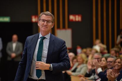 Alberto Núñez Feijóo, este martes en el acto de clausura y entrega de los Premios Compromiso con la Igualdad en el Medio Rural, en Ciudad Real.