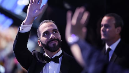 Nayib Bukele en el Gimnasio Nacional José Adolfo Pineda en San Salvador, en 2023.