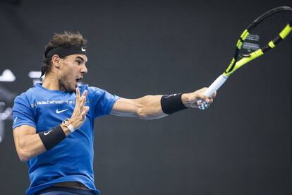 Rafael Nadal durante el partido ante Grigor Dimitrov en Pekín.