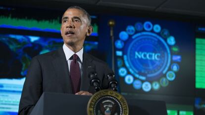 Obama em seu discurso sobre segurança cibernética.