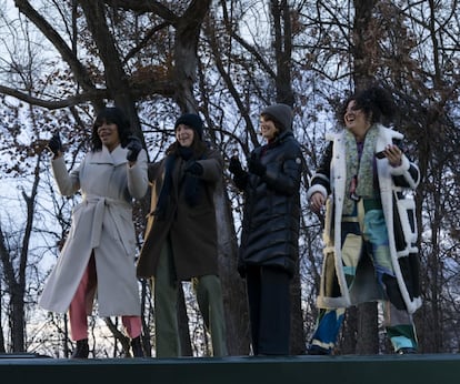 The four female reporters in ‘The Girls on the Bus.’ 