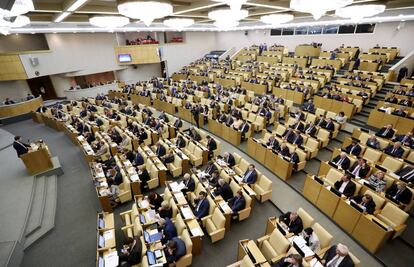 El ministro de Desarrollo Económico de Rusia, Maxim Oreshkin en una reunión plenaria de la Duma Estatal de Rusia. 